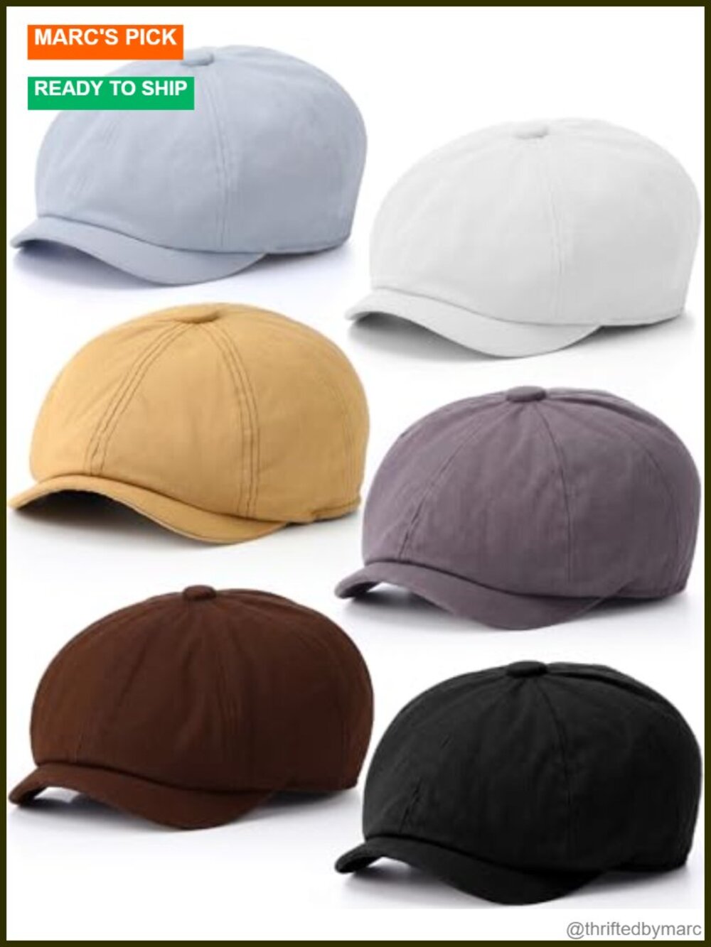 6 Pack Men's Wool Blend Newsboy Hats 8 Panel Adjustable